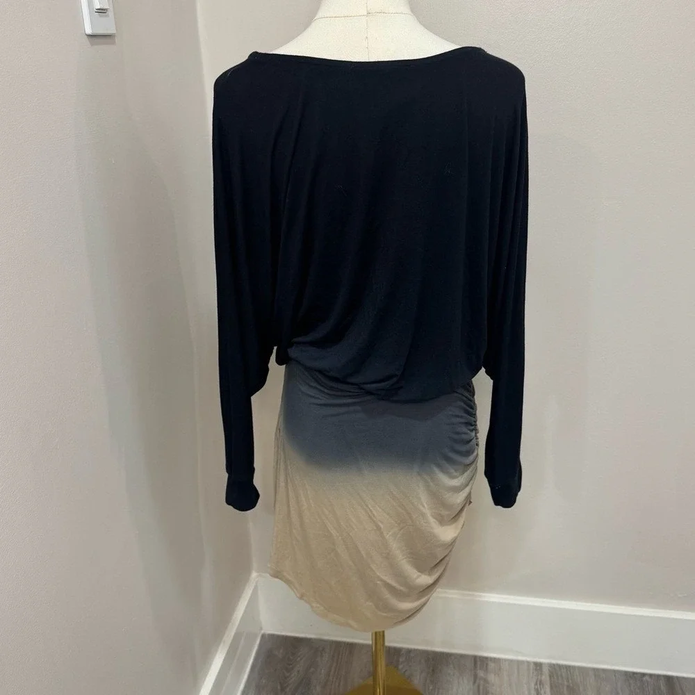 Young Fabulous‎ & Broke Ombre Dolman Mini Dress Black Tan Ruched Size M